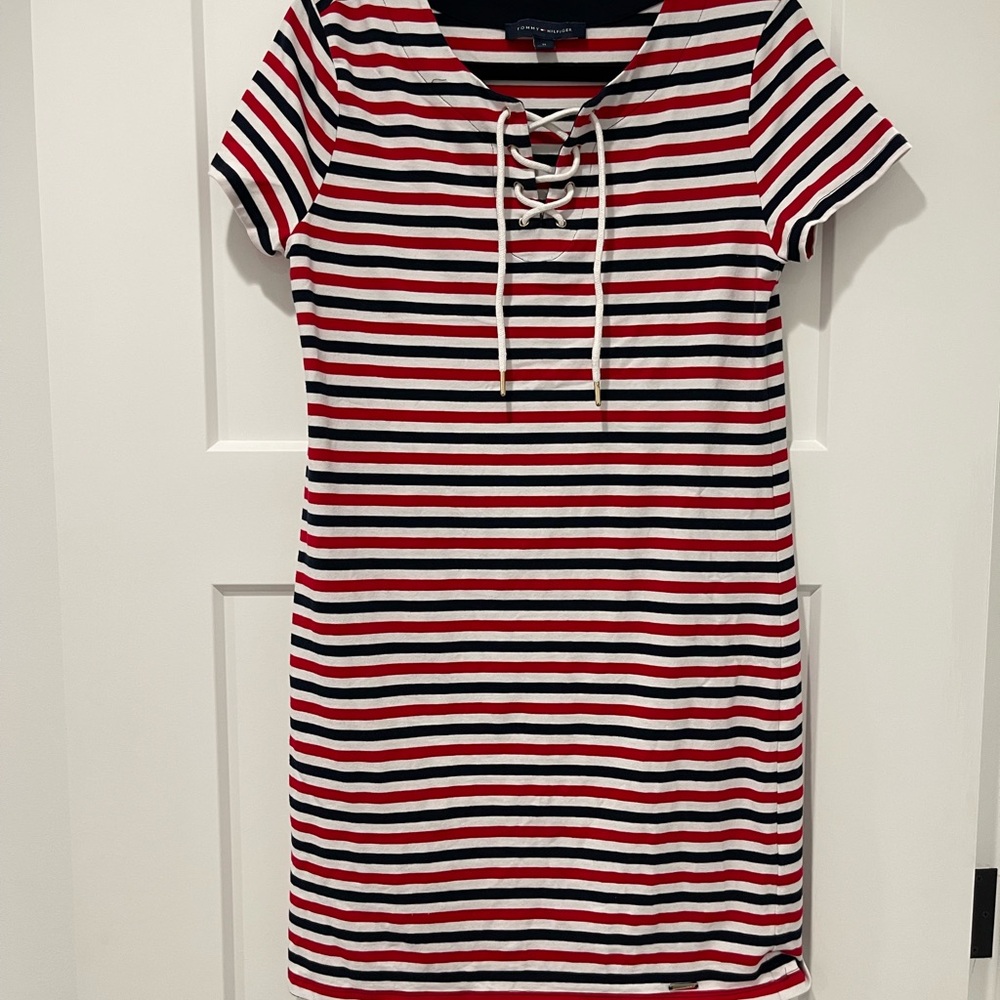 Tommy Hilfiger Red and Black Striped Dress